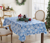 Mantel Newbridge vinilo invierno copos nieve primer plano, ideal para cenas festivas