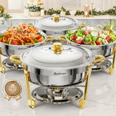 NEWKITCHEN fuente de buffet 6qt paquete oro y plata, ideal para buffets con mayor capacidad.
