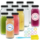 NEWMIAO botellas de vidrio 8oz con tapas para jugos y bebidas
