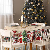 Newwiee mantel navidad redondo 60 pulgadas protege la mesa y decora con estilo vintage.