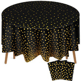 Newwiee mantel redondo con lunares negro dorado para fiestas de 84 pulgadas