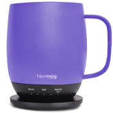 Nextmug, taza violeta de 14 oz, mantiene café a temperatura ideal en casa o en oficina.