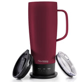 Nextmug Ultra en burdeos con indicador de temperatura para calentar bebidas.