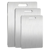 Neyora: juego de tablas de corte en acero inoxidable 304, conjunto de tres piezas para cocina profesional.