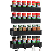 Nieifi organizador de especias para pared, 4-pack negro, ahorro de espacio en la cocina.