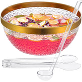 NiHome punch bowl cristal borde dorado 1-4 galon para servir bebidas en fiestas.