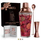 Nikita By Niki, conjunto de cóctel dorado rosa, 16 onzas, ideal para impresionar en casa.