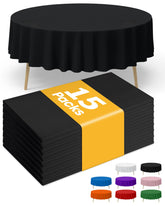 Mantel desechable redondo de plástico negro Niuara protege la mesa contra derrames.
