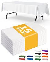 Mantel plástico blanco de Niuara sobre mesa rectangular para protección rápida de la superficie.