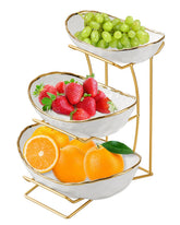Niuirt bandeja de frutas cerámica tres niveles para encimera ordenada.