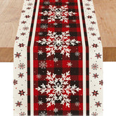 Niviy corredor de mesa navideño con copo de nieve para crear ambiente festivo.
