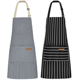 NLUS delantal azul a rayas, protección elegante para la cocina diaria.