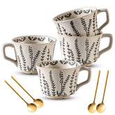 Noevany taza ceramica 11oz con acabado dorado y cuchara incluida.
