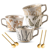 Noevany tazas cerámicas 11oz con cuchara, ideal para despertar el día con café