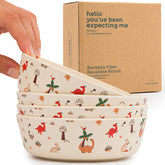 Nook Theory Dino 18oz frontal, boles de bambú seguros para niños.