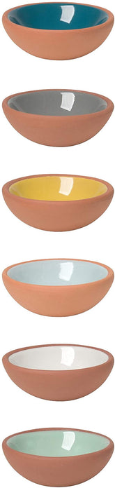Now Designs cuencos pellizco de terracota con interior vidriado para condimentos coloridos
