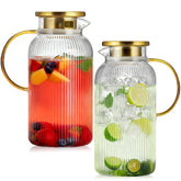 Jarra NOXKECION de vidrio 68 oz con tapa para servir bebidas con estilo.