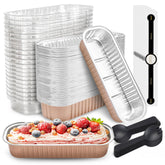 Moldes mini pasteles NPLUX con tapa y cucharas para porciones individuales.