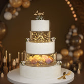 NPPLUS base tarta acrílico 10x4, exhibe dulces con claridad cristalina.