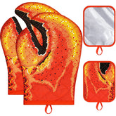 Guantes langosta Nuenen para horno en rojo, protección al manipular bandejas calientes.