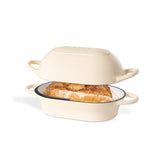 Nuovva olla rectangular crema mostrando base amplia para pan y cocción uniforme