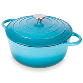 Olla Nuovva de hierro esmaltado 28 cm con tapa para cocción uniforme.