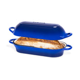 Olla Nuovva de hierro esmaltado rectangular para hornear pan con calor uniforme.
