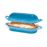 Nuovva olla para pan esmaltada, rectangulo, color azul claro, horneado uniforme.