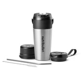 NutriBullet Flip licuadora portátil con taza aislante para viajes.