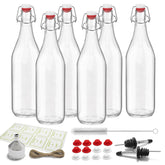 nvioasport botellas de vidrio con tapa giratoria 1 L para conservar bebidas