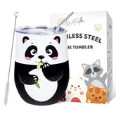 Vaso NymphFable panda aislado 12oz con tapa para bebidas frías o calientes.