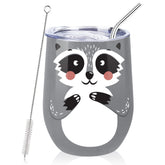 Vaso termico NymphFable con patron mapache para bebidas calientes o frías