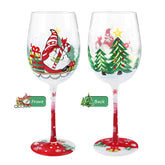 Vaso de vino NymphFable pintado a mano, motivo navideño, perfecto para celebrar momentos especiales.