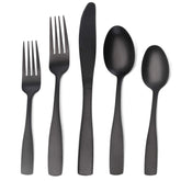 O.C.E. cubiertos mate negro satinado, 20 piezas para cenas diarias.