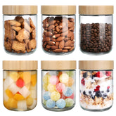 OcePor jarras de vidrio de 470 ml con tapa de bambú para almacenamiento hermético.