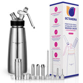 OCTANDRA Dispensador de crema batida 500 ml para coberturas ligeras en postres.
