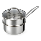 Ohtomber olla acero inoxidable tres capas con tapa y vaporera para cocinar.