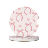 OHZOLLAN portavasos cerámico absorbente rosa con corazón y lazo, ideal para derrames.