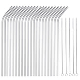 OKGD pajillas de acero inoxidable dobladas, 20 piezas, duraderas y fáciles de limpiar para bebidas.
