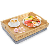 Okllen bandeja de regazo de bambú 16x12 con superficie lisa para comer en cama.