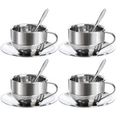 Okllen: conjunto de 4 tazas 6 oz con cuchara y platillo para servir café.