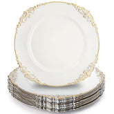 Okllen platos cargador redondos 13 pulgadas en blanco con borde dorado para presentación elegante