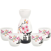 Old Craftsmen's olla de sake 200ml con boca anti-derrame y diseño sakura