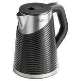 OLEGA hervidor eléctrico 1500W, vista frontal, hervir rápido para té o café.