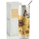 Onebttl girasol vaso aislado 20oz con tapa, ideal para bebidas frías todo el día.
