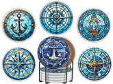 Onebttl posavasos barco estilo vitral protege la mesa y añade encanto náutico.