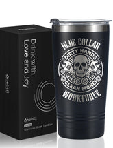 onebttl taza termica 20oz azul collar con tapa, ideal para cafe caliente en ruta