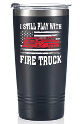 Onebttl termo bombero 20oz negro, vista frontal, ideal para llevar en el día a día.