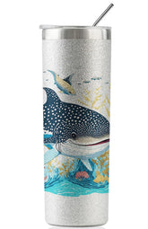 Onebttl tiburón-ballena taza glitter 20 oz, ideal para regalo y uso diario.