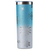Onebttl tumbler regala invierno con destellos de nieve azul y plata, regalo duradero